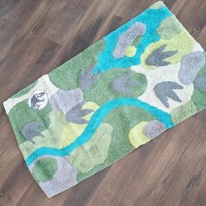 Jurassic Park 2.5'×4' Green & Blue Dinosaur Patterned Home Area Rug